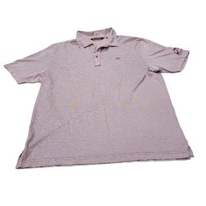 Travis Mathew Mens Polo Golf Shirt L Large‎ Heather Garnet Red Rose Pima Cotton